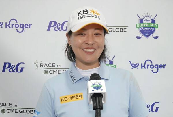 2026년 미국여자프로골프(LPGA) 투어 크로거 퀸 시티 챔피언십에 출전한 전인지 프로가 2라운드 경기 후 인터뷰하는 모습이다. 사진출처=LPGA가 제공한 인터뷰 영상 화면 켑처 (사진을 무단으로 사용하지 마십시오.)