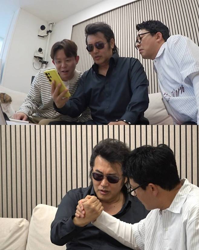 토니안을 찾아온 주식 투자 선배 김보성과 김준호. SBS '미운우리새끼' 제공