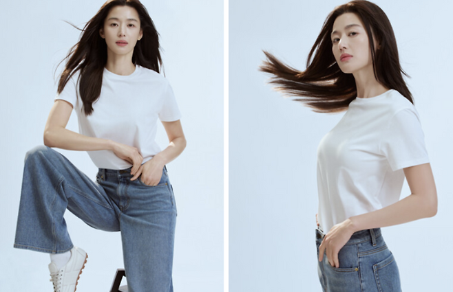 탑텐 브랜드 앰버서더 전지현 ‘쿨에어 코튼 크루넥 반팔티’ 화보 [신성통상]
