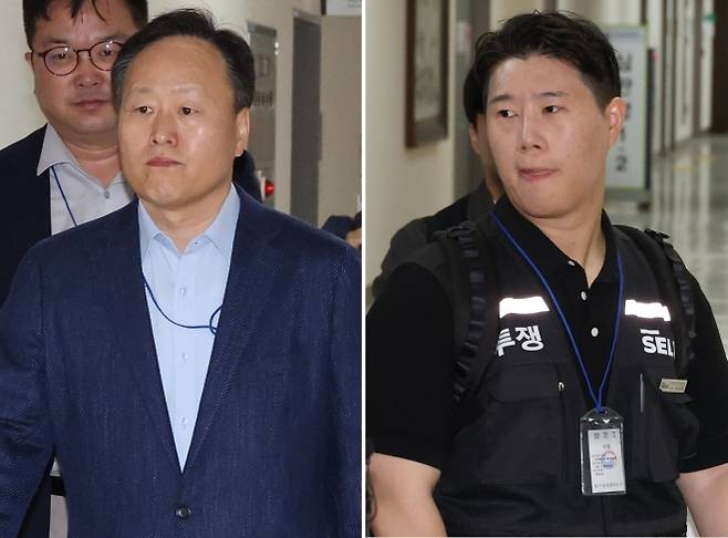 2차 사후조정 참석하는 삼성전자 노사 - 삼성전자 사측 대표교섭위원인 여명구 DS(반도체 부문) 피플팀장(왼쪽 사진)과 삼성그룹 초기업노동조합 삼성전자지부 최승호 위원장(오른쪽 사진)이 18일 정부세종청사 중앙노동위원회에서 열리는 2차 사후조정 회의에 각각 참석하고 있다. 정부가 긴급조정권 발동 가능성까지 시사한 가운데 열리는 이번 2차 사후조정은 총파업 예고일을 사흘 앞두고 마지막 교섭이 될 전망이다. 2026.5.18 연합뉴스