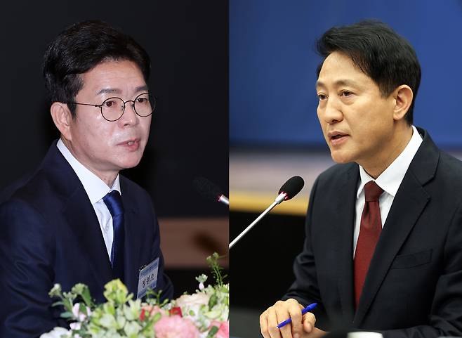 정원오 더불어민주당 서울시장 후보(왼쪽)와 오세훈 국민의힘 서울시장 후보. /뉴스1