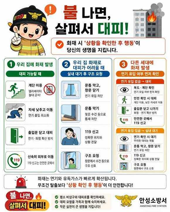 안성소방서 화재대피 요령 홍보 웹 포스터 [사진=안성소방서]