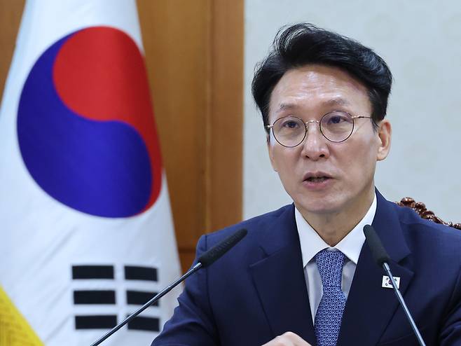 김민석 국무총리가 20일 오전 서울 종로구 정부서울청사에서 열린 제2차 공명선거 관계장관회의에서 발언하고 있다. [연합뉴스]