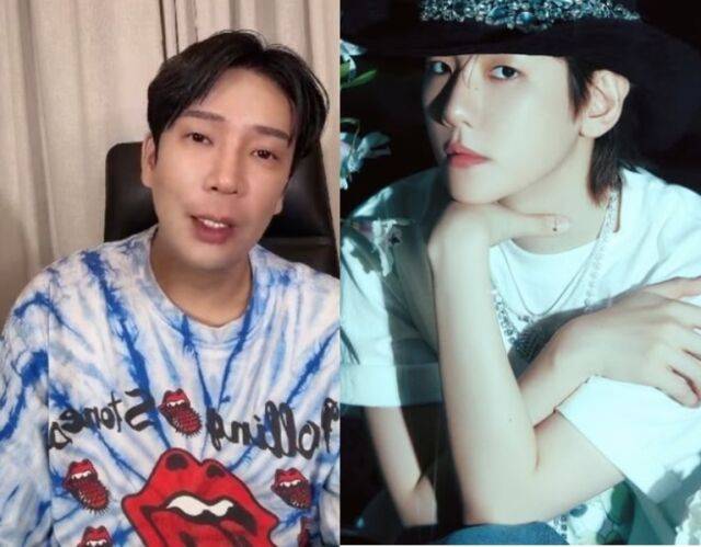 무차별적인 실명 거론으로 수많은 인물이 타격을 입은 가운데, MC몽은 유독 그룹 '엑소'의 백현을 향해서만 "미안하고 사랑한다"며 사과했다./MC몽-백현 소셜미디어