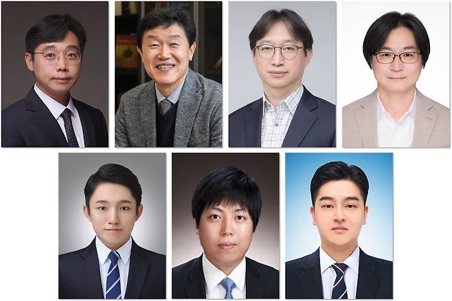 이강택(윗줄 왼쪽부터) KAIST 교수, 배중면 교수, 신태호 한국세라믹기술원 박사, 노기민 한국지질자원연구원 박사,  김동연(아래 왼쪽부터) KAIST 박사, 박동재  한국세라믹기술원 연구원, 정인철 한국지질자원연구원 박사.[KAIST 제공]
