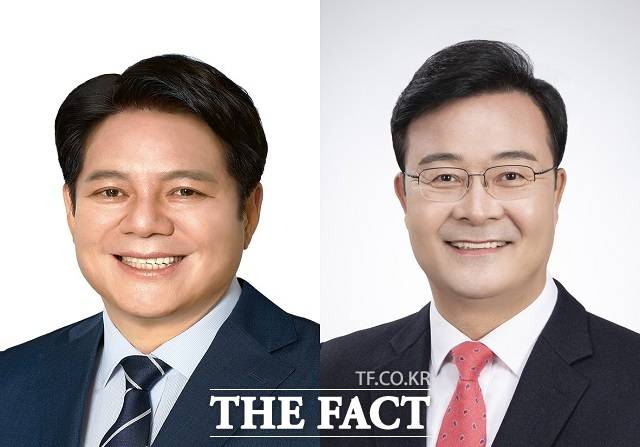 최대호 안양시장 후보(왼쪽)와 김성제 의왕시장 후보. /경기도 선관위