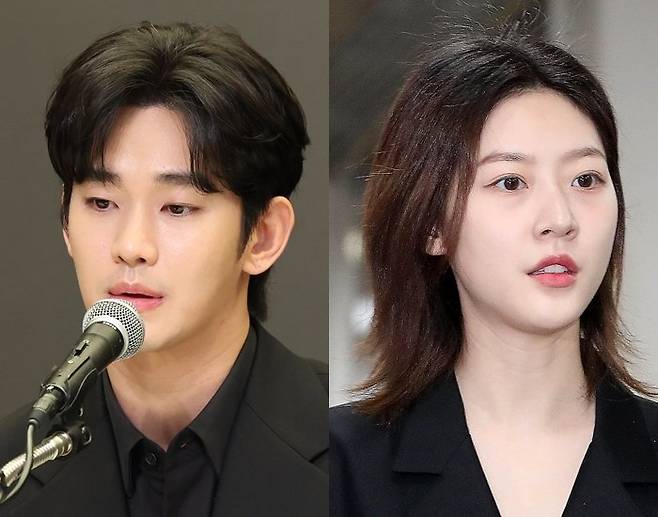 배우 김수현(왼쪽)과 故 김새론. 배우 김수현의 명예를 훼손한 혐의 등으로 유튜버 김세의 가로세로연구소 대표에 대해 구속영장이 청구됐다. 경찰은 김세의가 김수현을 비방할 목적으로 허위사실을 반복 유포하고 증거까지 조작했다고 결론 내렸다. /사진=뉴스1