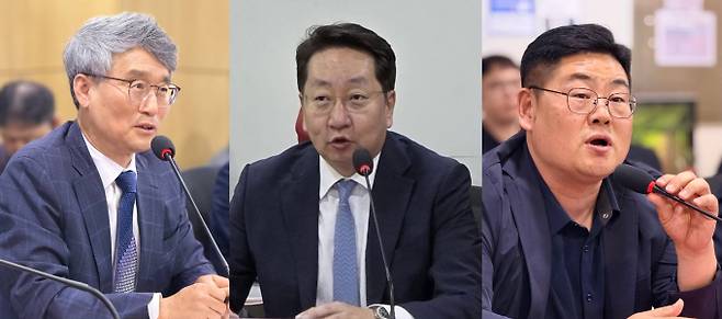 20일 서울 여의도 국회 의원회관에서 '동행미디어 시대'와 국회 국방위원회 소속 유용원 국민의힘 의원이 공동 주최한 '이란전쟁이 던진 질문: 우리의 드론, AI 준비돼 있는가' 제하의 토론회에서 주요 참석자들이 발언하고 있다. 사진은 왼쪽부터 장병철 한국대드론산업협회 수석부회장, 이상언 시대 제도혁신연구소장, 조상근 KAIST(한국과학기술원) 연구교수. /사진=동행미디어 시대