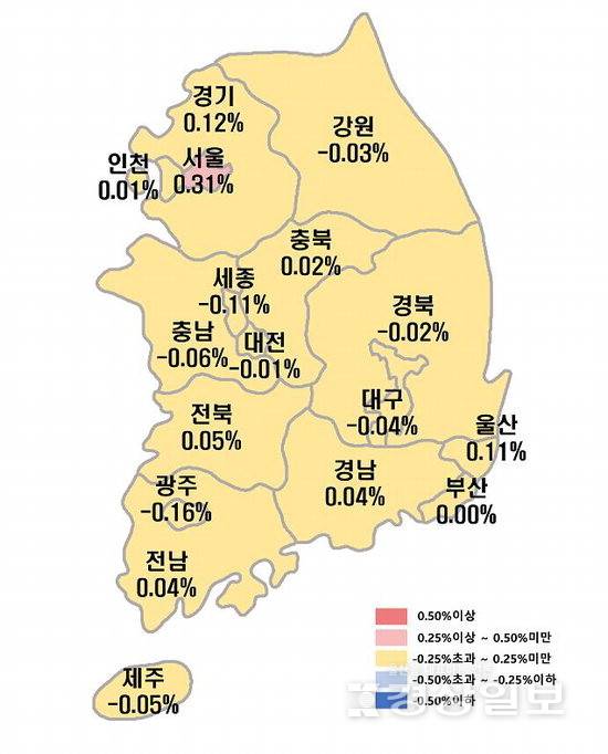 ▲ 아파트 매매가격지수 변동률 / (2026년 5월 3주) 한국부동산원 제공
