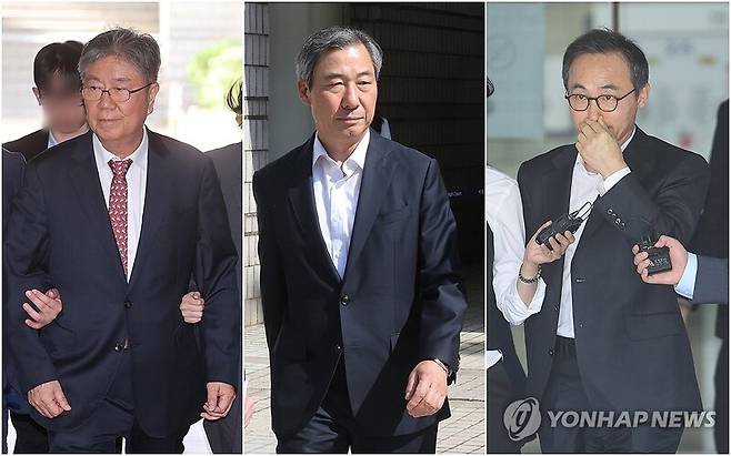 김대기 전 대통령비서실장, 윤재순 전 총무비서관, 김오진 전 관리비서관 (출처=연합뉴스)