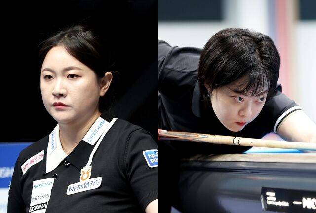 김민아(NH농협카드, 왼쪽)와 이화연이 프로당구 2026-27시즌 개막 투어 ‘우리금융캐피탈 PBA-LPBA 챔피언십’ LPBA 4강에서 격돌한다. /PBA 제공