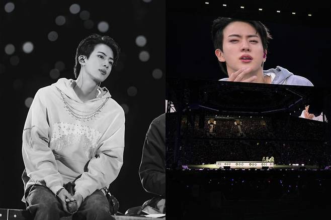 'ICONIC FLAG BEARER JIN' 방탄소년단 진, 美 스탠퍼드 투어 사진 공개..역시 '근본적인 아름다움'!