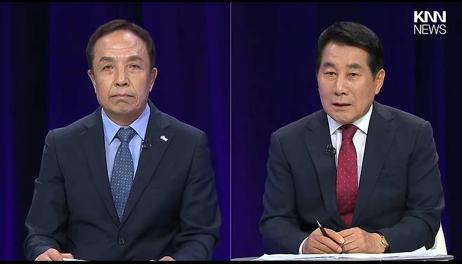 더불어민주당 조문관 양산시장 후보(왼쪽)와 국민의힘 나동연 양산시장 후보 [KNN 유튜브 화면 캡처. 재판매 및 DB 금지]