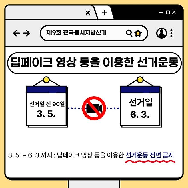 딥페이크 활용 선거운동 금지 카드뉴스 [중앙선거관리위원회 제공.재판매 및 DB 금지]