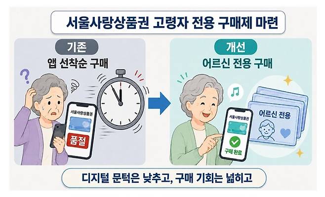 서울사랑상품권 고령자 전용 구매제 마련 관련 일러스트. 서울시 제공