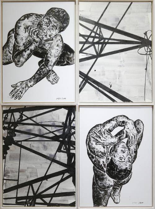 ‘무제’, 2021-2026, 종이에 혼합재료, 108x79cm