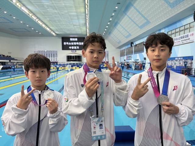 제55회 전국소년체육대회에서 은메달 4개를 수확한 부산진구스포츠클럽 선수들. 부산진구스포츠클럽 제공