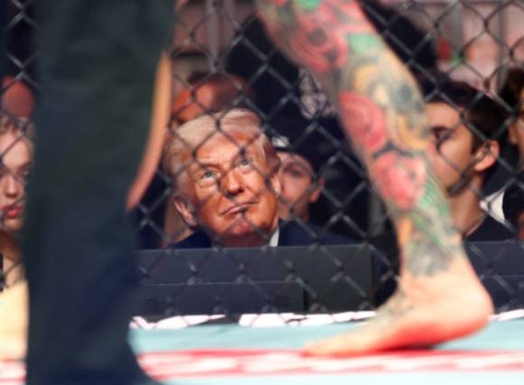 UFC 경기 관람하는 도널드 트럼프 대통령. [사진=로이터/연합뉴스]