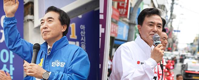 박수현 후보. (왼쪽) 김태흠 후보 (오른쪽). 사진=각 후보 선거사무소 제공.