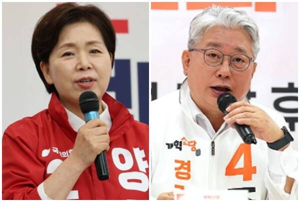 6.3 지방선거에 출마한 국민의힘 양향자 후보와 개혁신당 조응천 후보. 연합뉴스