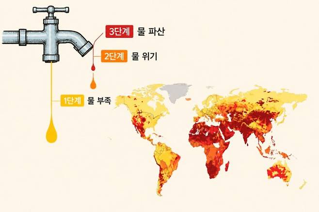 지도에서 붉게 칠해진 지역일수록 깨끗한 물이 부족하다. UN 제공