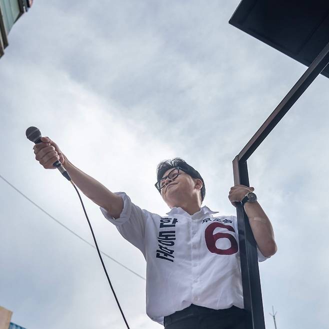 한동훈 후보가 북구 지역 유세 현장에서 지지를 호소하고 있다. (본인 페이스북)
