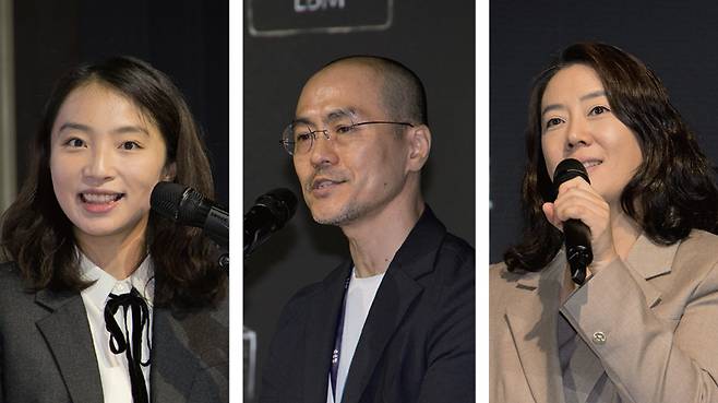 5월26일 제14회 굿컴퍼니컨퍼런스에서 바이후이톈 텐센트 AI연구소 소장, 정소영 엔비디아 코리아 대표, 엄윤설 에이로봇 대표(왼쪽부터)가 강연하고 있다. ⓒ시사저널 이종현