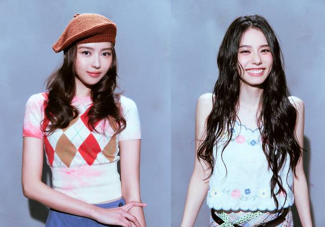 아이오아이 멤버 나영(왼쪽), 소혜. 사진=두산베어스