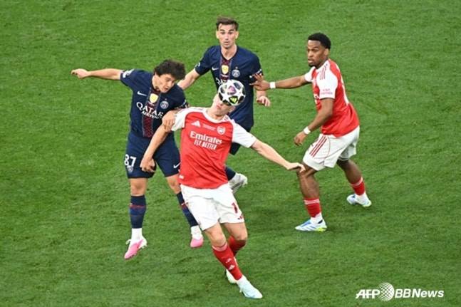 PSG-아스널 경기 장면. /AFPBBNews=뉴스1