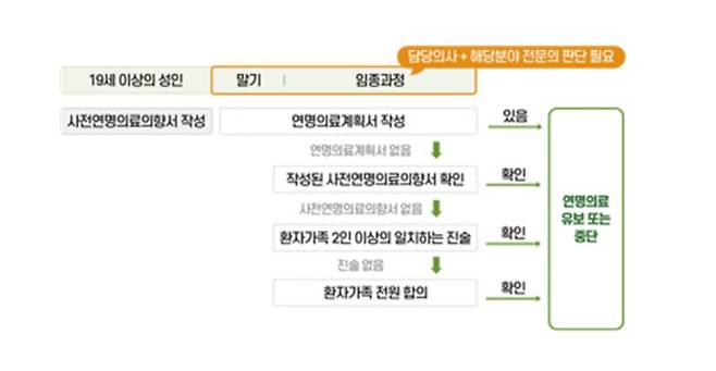 연명의료 중단 등 결정 및 이행 절차(자료=보건복지부)
