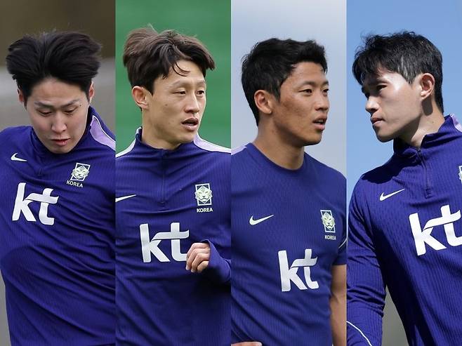 축구국가대표팀은 공격 2선에 이강인, 이재성, 황희찬, 이동경(왼쪽부터) 등 각자 특색이 뚜렷한 선수들의 최적의 조합을 찾아 시너지를 극대화해야 한다. 사진제공｜대한축구협회