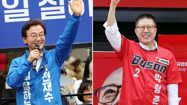본격 선거운동 나선 전재수·박형준 부산시장 후보
