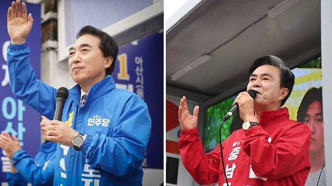박수현(왼쪽) 더불어민주당 후보와 김태흠 국민의힘 후보. 캠프 제공