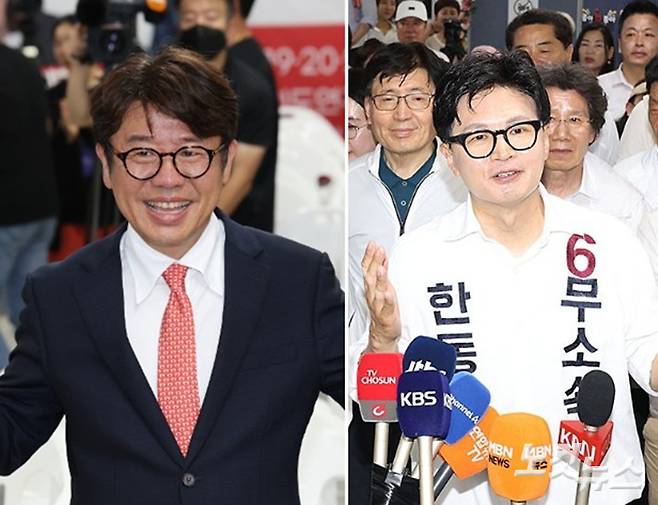 경기 평택을과 부산 북구갑에 당선된 국민의힘 유의동 후보와 무소속 한동훈 후보. 류영주 기자, 연합뉴스