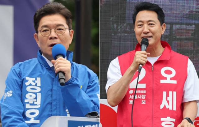 ▲더불어민주당 정원오 후보와 국민의힘 오세훈 후보 ⓒ연합뉴스