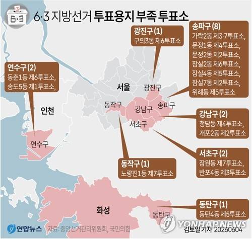 [그래픽] 6·3 지방선거 투표용지 부족 투표소