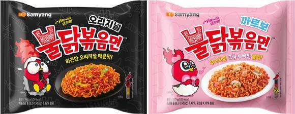 신규 마스코트 '페포'가 적용된 불닭볶음면 패키지. [사진=삼양식품]