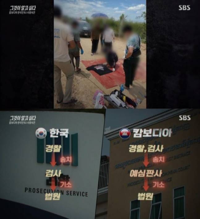 숨진 여성은 33세 인터넷방송 진행자 변아영씨로, 발견 당시 붉은 천에 싸인 채 물가에 버려진 상태였다. 변씨는 사망 나흘 전인 6월2일 캄보디아에 입국했으며, 4일 오후 4시10분쯤 중국계 부부가 운영하는 병원을 찾았다가 숨진 것으로 확인됐다. /사진=SBS '그것이 알고 싶다' 방송화면 캡처