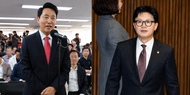 ▲ 당선 소감을 밝히는 오세훈 서울시장(왼쪽)과 국회로 입성한 한동훈 의원. ⓒ연합뉴스
