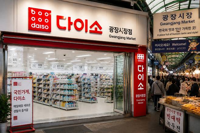 광장시장 내에 입점한 다이소 매장 AI(인공지능)이미지/사진=ChatGPT.