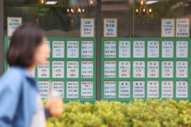지난 8일 서울 강남구 한 부동산중개업소에 붙은 매물 정보. 연합뉴스