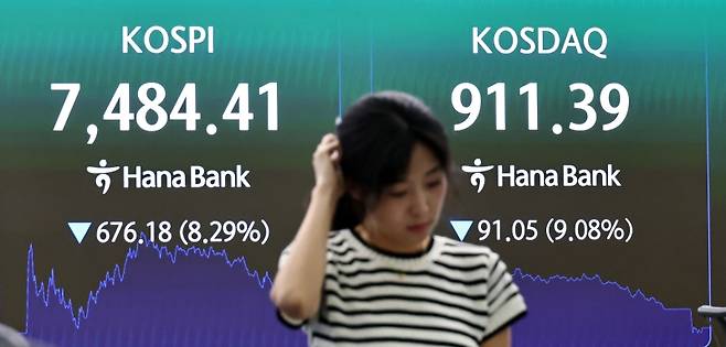 ▲ 8일 서울 중구 하나은행 딜링룸 현황판에 코스피 등이 표시되고 있다. [연합뉴스]