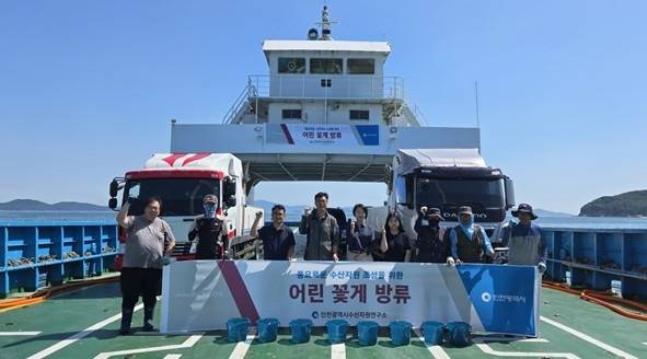 어린 꽃게 방류 [인천시 제공. 재판매 및 DB 금지]