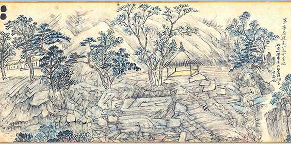 정수영鄭遂榮이 1796~1797년 한강과 임진강 일대를 유람하고 그린 '한임강명승도권漢臨江名勝圖卷'(국립중앙박물관 소장, 부분) 속 일간정. 이미지 공유마당