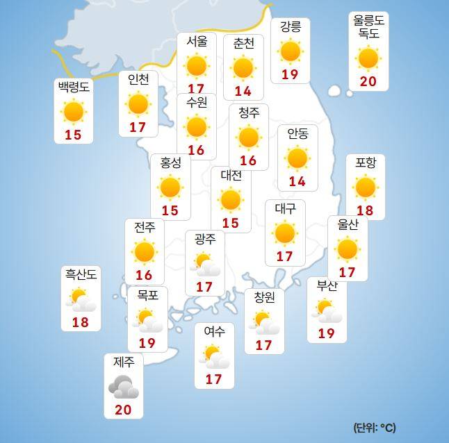 ⓒ기상청 내일(13일) 오전 날씨