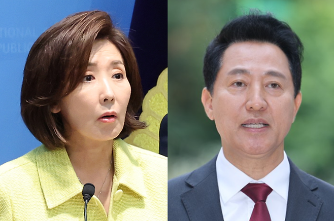 국민의힘 나경원 의원, 오세훈 서울시장 [연합뉴스 편집]