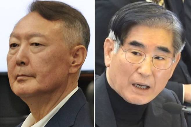 윤석열 전 대통령(왼쪽부터), 김용현 전 국방부 장관. 헌법재판소 제공
