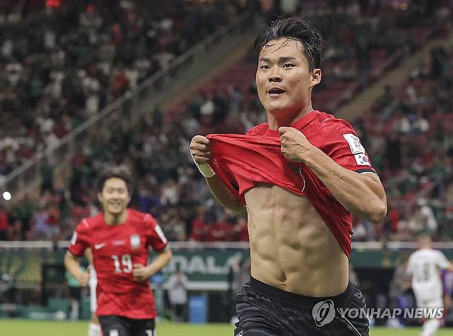 역전골 환호하는 오현규 (사포판[멕시코 할리스코주]=연합뉴스) 류영석 기자 = 11일(현지시간) 멕시코 사포판 과달라하라 스타디움에서 열린 2026 북중미 월드컵 A조 1차전 한국과 체코의 경기.     한국 오현규가 후반 팀의 두 번째 골을 넣은 뒤 환호하고 있다. 2026.6.12 ondol@yna.co.kr