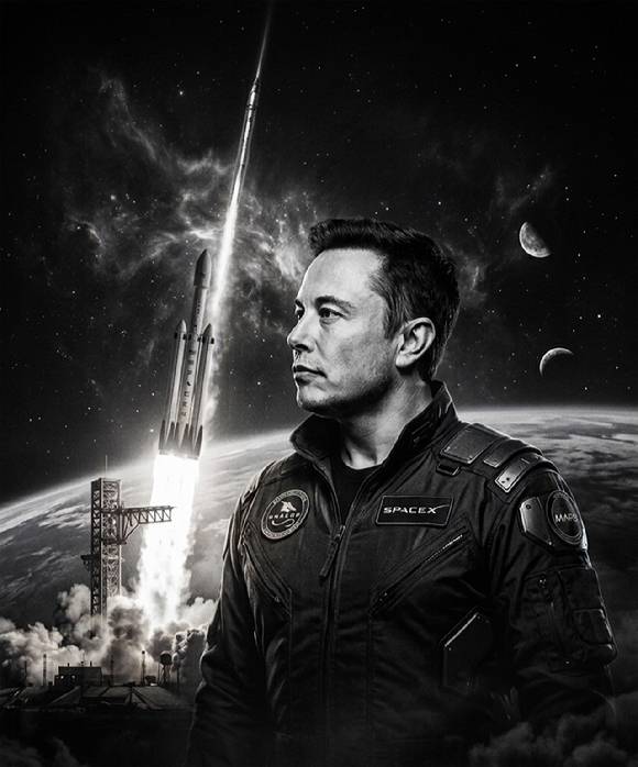일론 머스크 최고경영자(CEO)와 일론 머스크가 이끄는 우주항공 기업 스페이스 X 관련 이미지. [사진=한미반도체]
