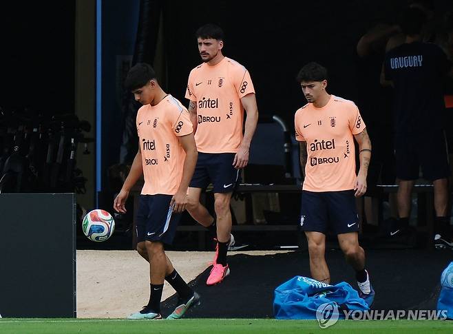 캉쿤의 베이스캠프에서 훈련 중인 우루과이 축구대표팀  [로이터=연합뉴스 자료사진]
